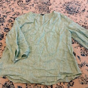 Talbots Green 3/4 Sleeve Relaxed Blouse